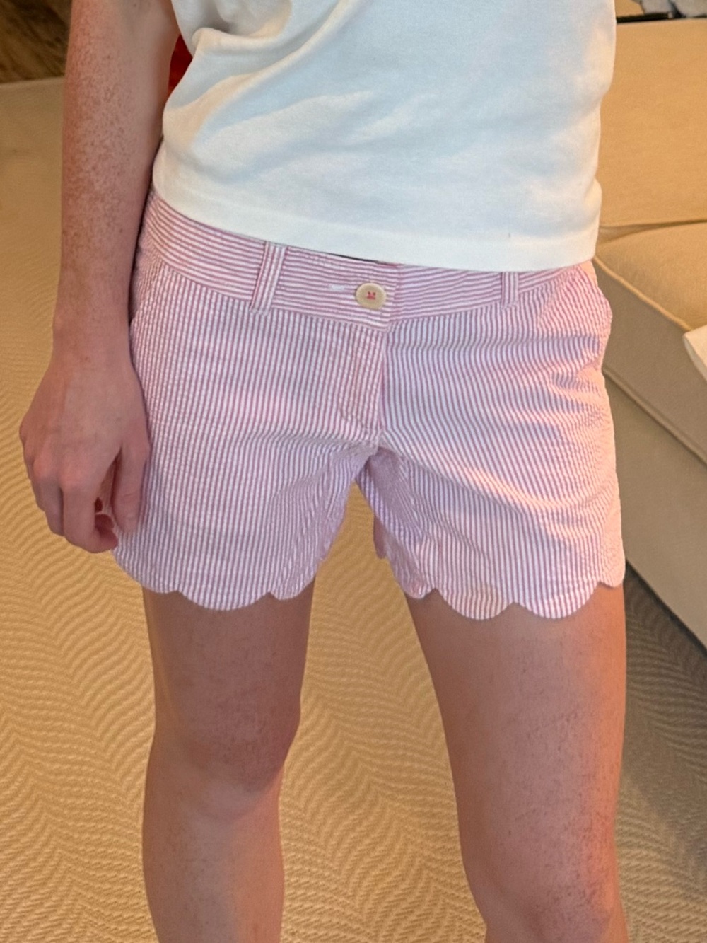 Lilly Pulitzer Pink Seersucker Scallop Shorts
